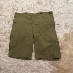 TNA Aritzia Olive Green biker shorts work out